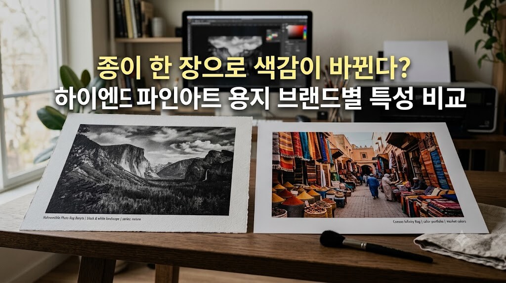 하이엔드 파인아트 용지 브랜드별 특성 및 색감 비교 대표 이미지