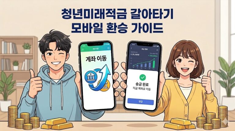 청년미래적금 갈아타기 모바일 환승 가이드 문구가 중앙 상단에 깔끔하게 노출된 썸네일