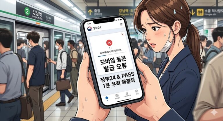모바일 주민등록등본 발급 오류 해결 및 정부24 대안 앱 활용