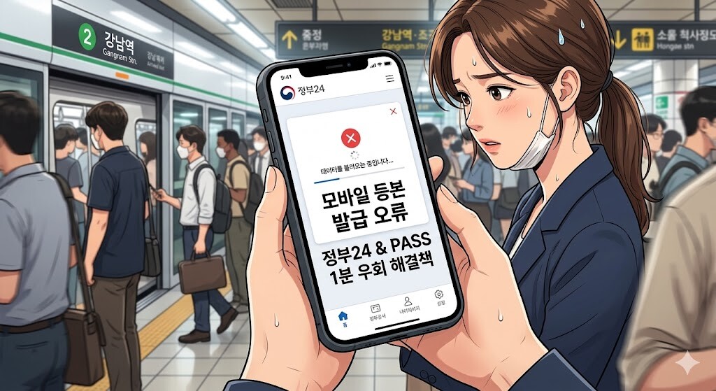 모바일 주민등록등본 발급 오류 해결 및 정부24 대안 앱 활용