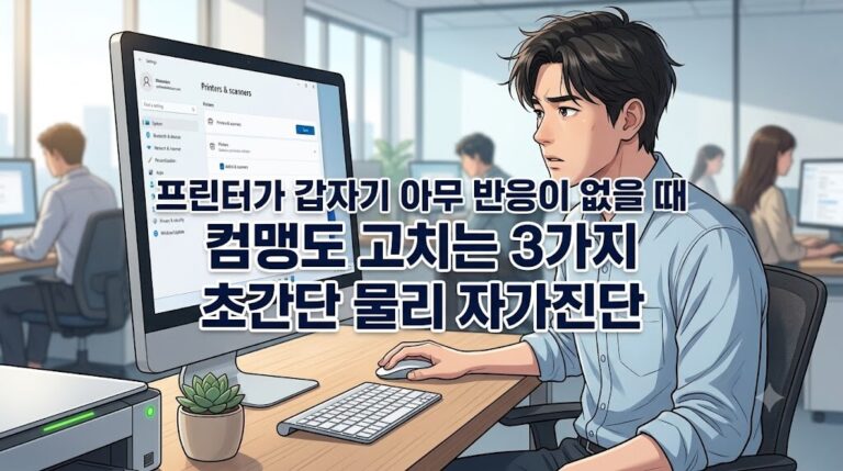 프린터가 갑자기 아무 반응이 없을 때 컴맹이나 초보자도 3분 만에 쉽게 따라 할 수 있는 3가지 초간단 물리 자가진단 썸네일 이미지