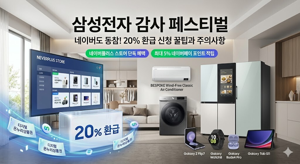 삼성전자 감사 페스티벌 핵심 혜택과 네이버플러스 스토어 20% 환급 신청 가이드