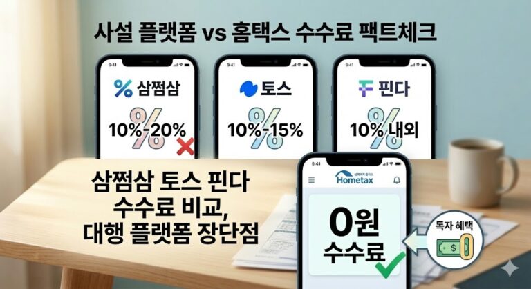 삼쩜삼 토스 핀다 수수료 비교 및 홈택스 직접 신고 장단점 팩트 체크