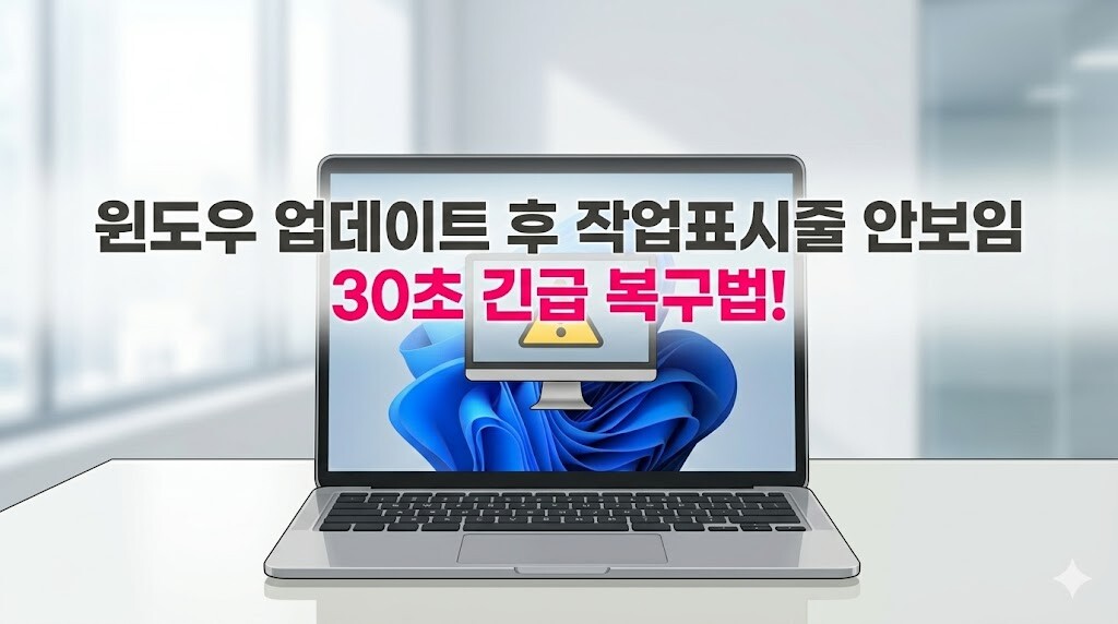 윈도우 업데이트 후 작업표시줄 안보임