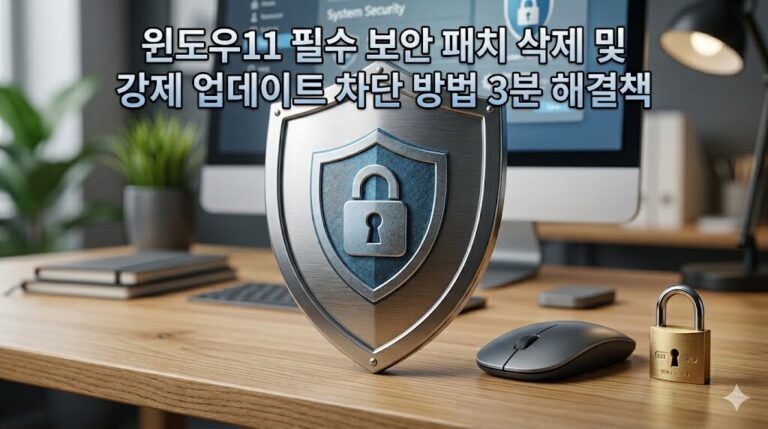 윈도우11 필수 보안 패치 삭제 및 강제 업데이트 차단 방법 설정을 위한 제어판 메뉴 레이아웃