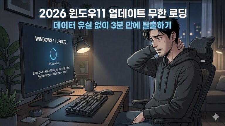 윈도우11 업데이트 오류 무한 로딩 해결을 위해 명령 프롬프트에 시스템 복구 명령어를 입력하는 화면