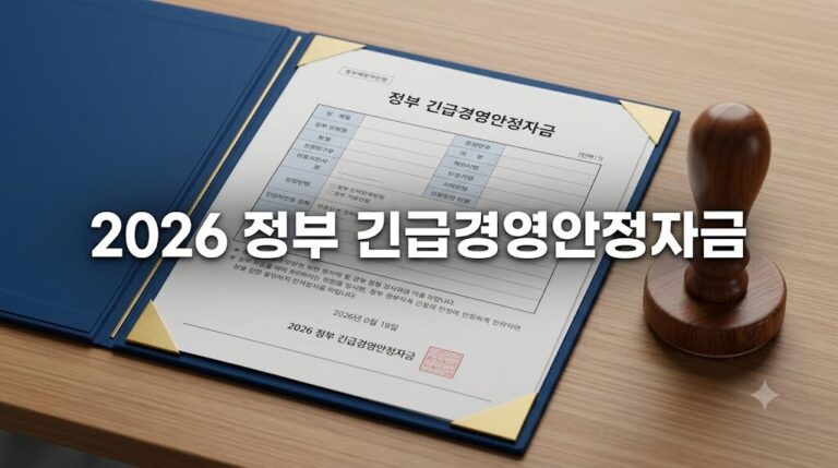 2026 정부 긴급경영안정자금 신청 서류와 인감도장이 정갈하게 놓인 소상공인 지원 정책 대표 썸네일 이미지