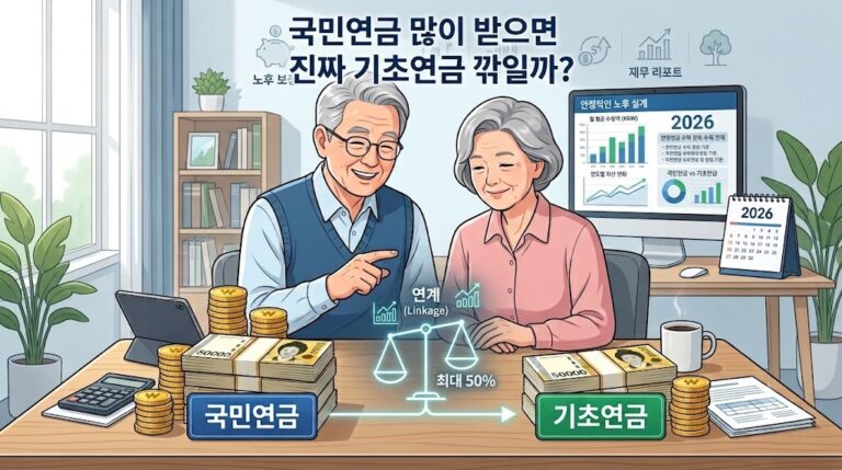 2026년 국민연금 기초연금 연계감액 기준선과 진짜 감액 여부를 확인하는 대표 이미지