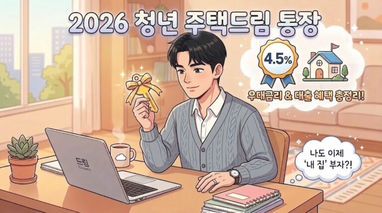 2026년 청년 주택드림 청약통장 전환 조건, 소득 기준, 4.5% 우대금리 및 저리 대출 연계 혜택을 정리한 대표 이미지