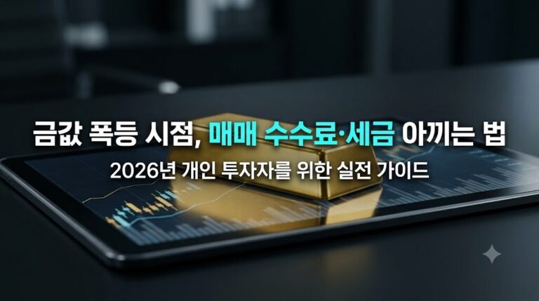 2026년 금값 폭등 최고가 돌파 시점 매매 수수료 및 세금 아끼는 법