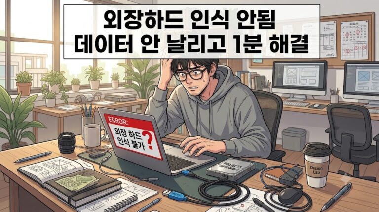 2026년 최신 외장하드 인식 안됨 뜰 때 데이터 안 날리고 ‘디스크 관리’로 1분 만에 살리는 법