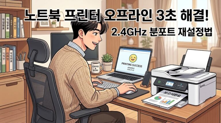 노트북 프린터 오프라인 오류를 2.4GHz 분리 후 TCP/IP 포트 재설정으로 해결하는 방법
