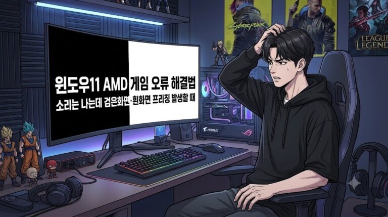 윈도우11 amd 게임 오류 해결 스팀 검은화면 메이플 흰화면 조치법
