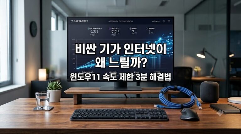 윈도우11 인터넷 속도 제한 해제 대역폭 및 DNS 캐시 초기화 최적화 가이드 썸네일