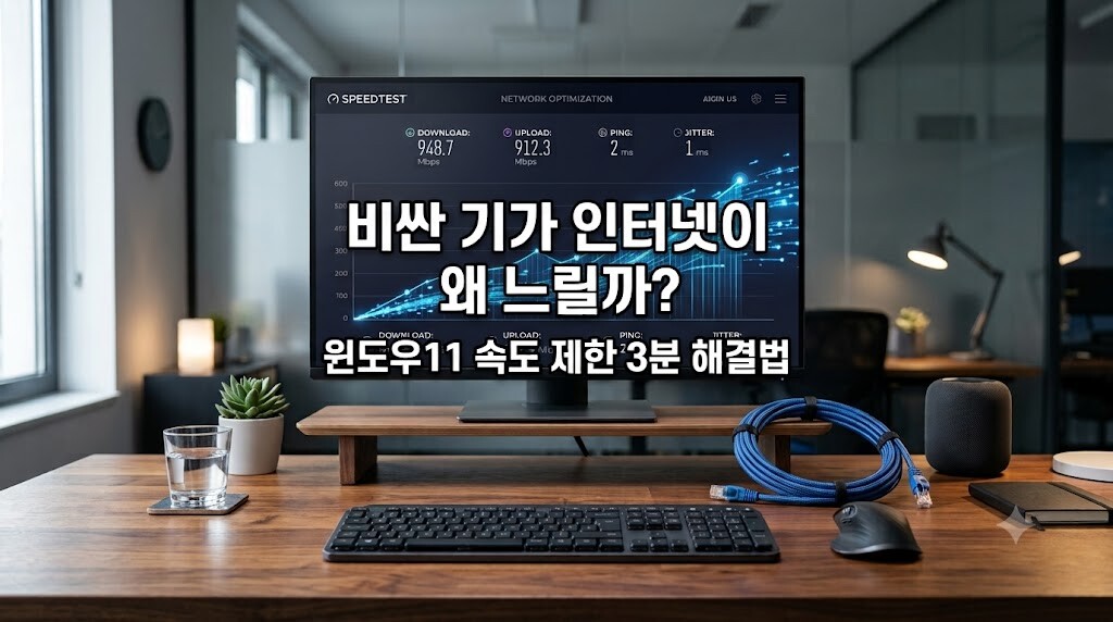윈도우11 인터넷 속도 제한 해제 대역폭 및 DNS 캐시 초기화 최적화 가이드 썸네일