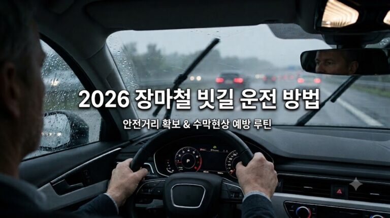 2026년 장마철 빗길 운전 방법과 안전거리 확보 및 수막현상 예방 루틴을 설명하는 블로그 대표 이미지