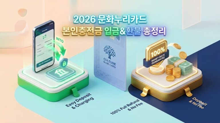 2026년 문화누리카드 본인충전금 가상계좌 입금 방법 및 잔액 환불 수수료 안내 이미지