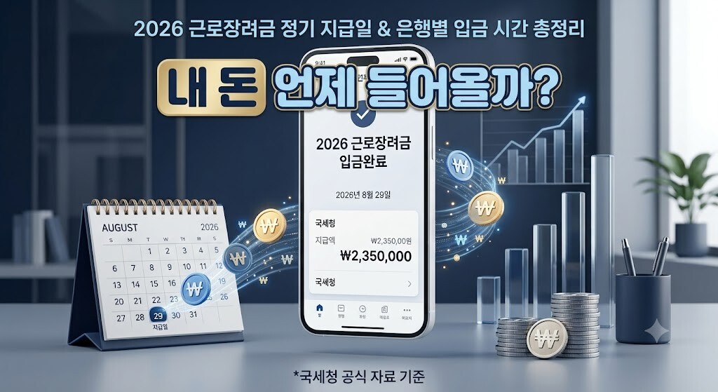 2026 근로장려금 정기 지급일 및 은행별 입금 시간 총정리 썸네일