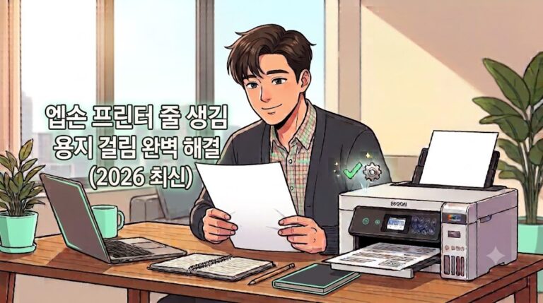 2026 엡손 프린터 인쇄 줄 생김 및 용지 걸림 문제 해결 웹툰 스타일 썸네일