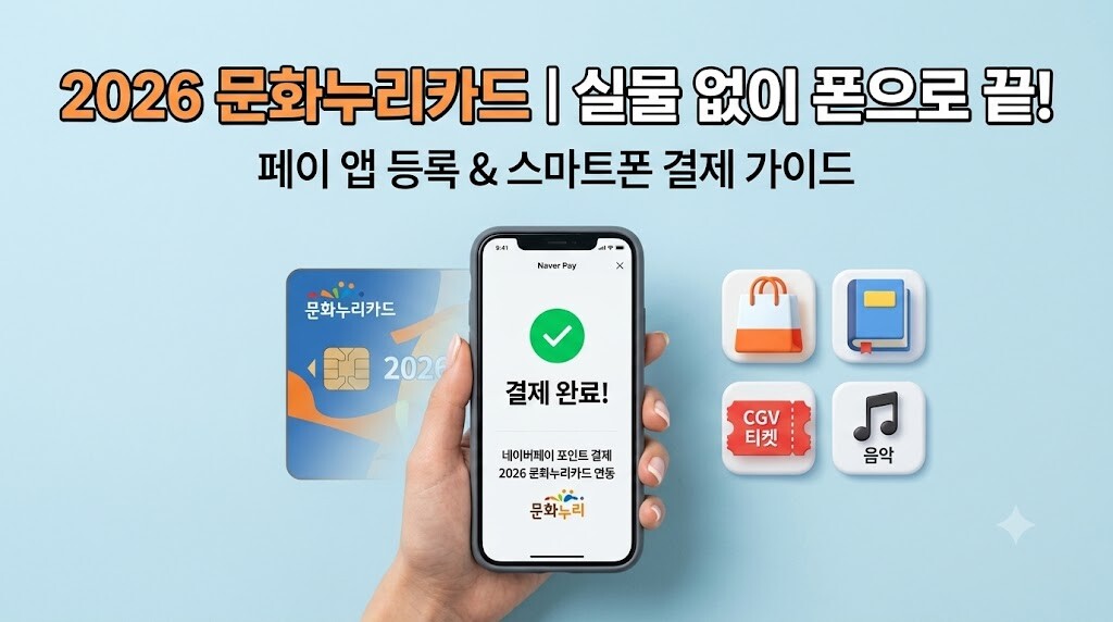 문화누리카드 페이 앱 등록 후 스마트폰으로 실물 없이 결제하는 대표 이미지