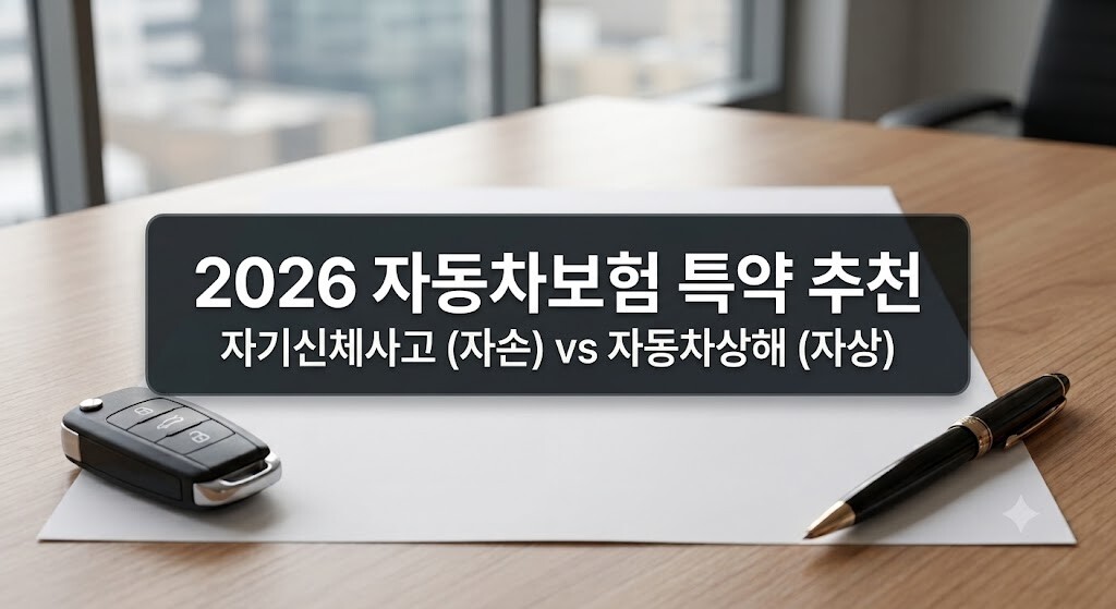 2026 자동차보험 특약 추천 자기신체사고(자손)와 자동차상해(자상) 비교 서류와 차키가 놓인 데스크 썸네일
