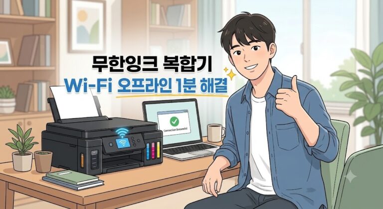 2026 무한잉크 복합기 Wi-Fi 오프라인 오류 1분 해결: 2.4GHz 공유기 IP 고정 팁
